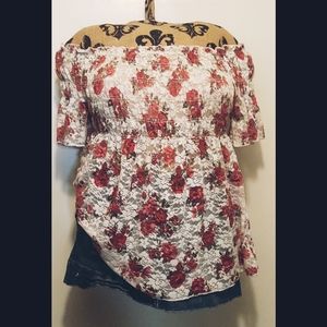 Floral print off the shoulder top (top only)
